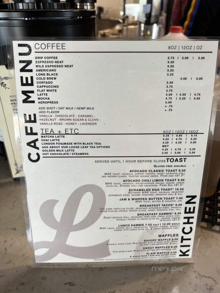 Ladder Coffee Roasters - Spokane, WA menu_pic