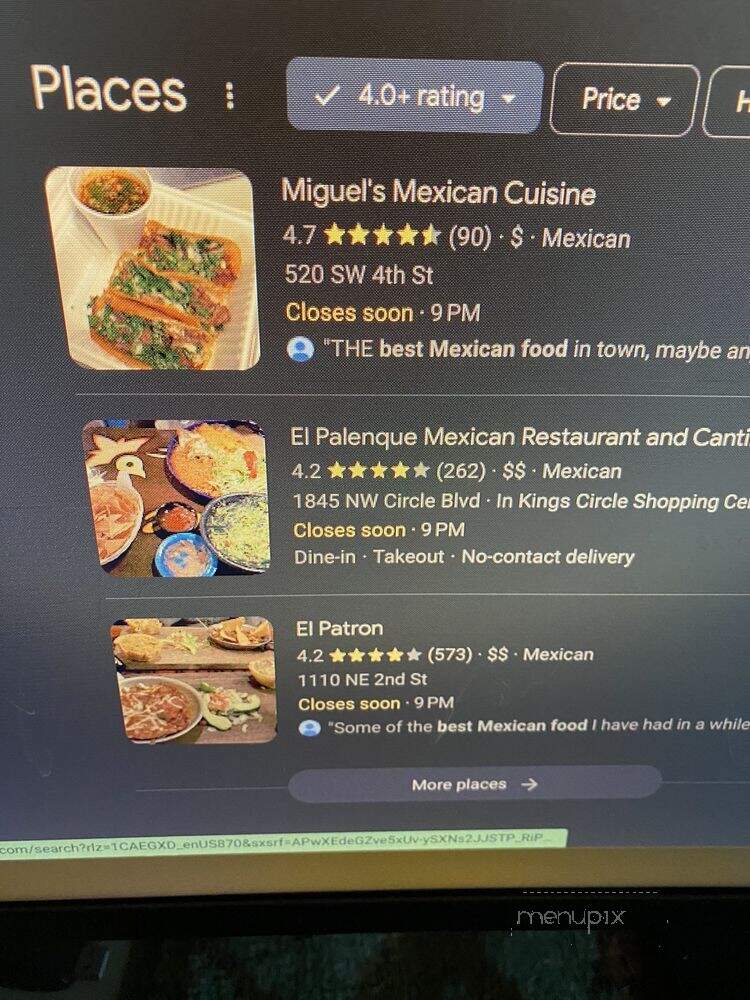 Miguel's Mexican Cuisine - Corvallis, OR menu_pic