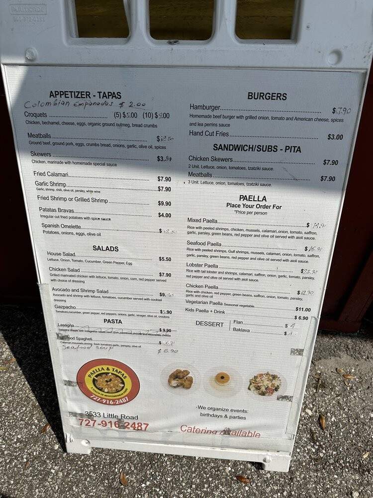 Paella & Tapas - New Port Richey, FL menu_pic