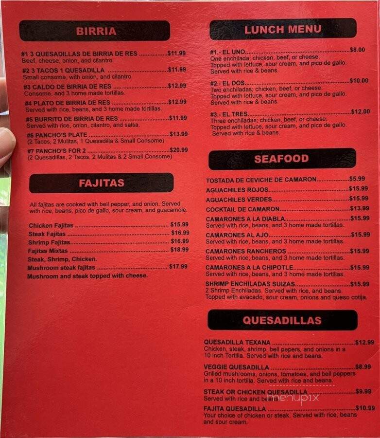 Pancho's Mexican Grill - Salt Lake City, UT menu_pic
