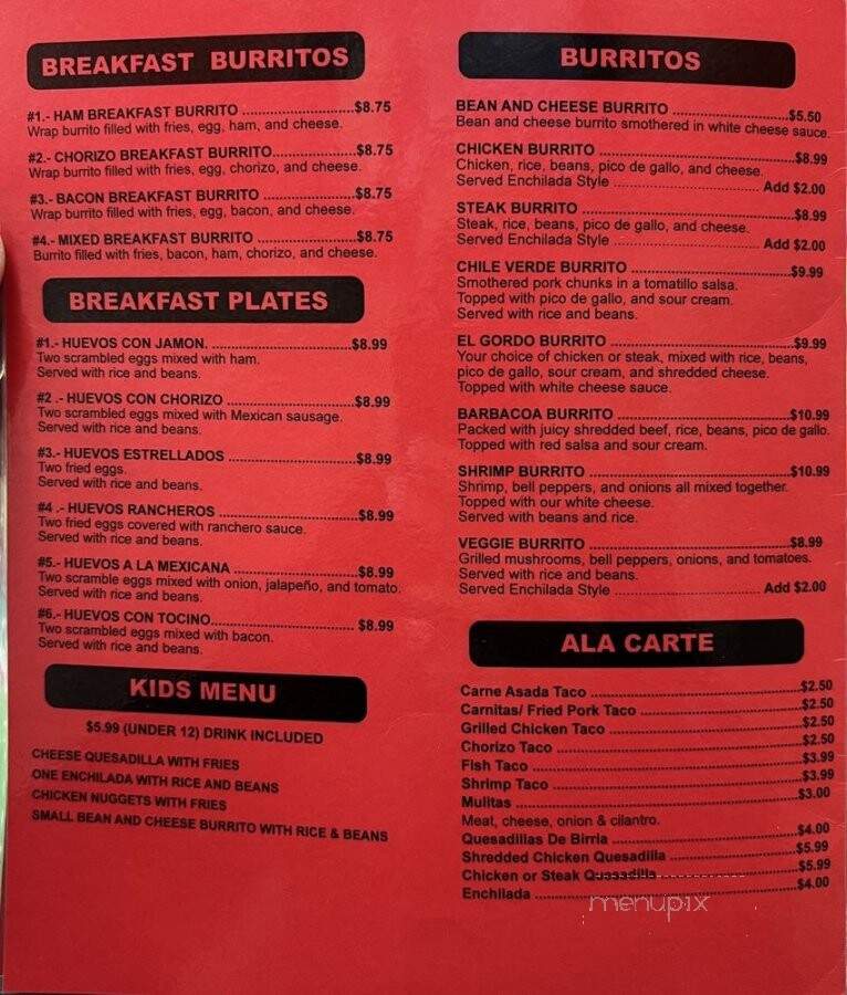 Pancho's Mexican Grill - Salt Lake City, UT menu_pic