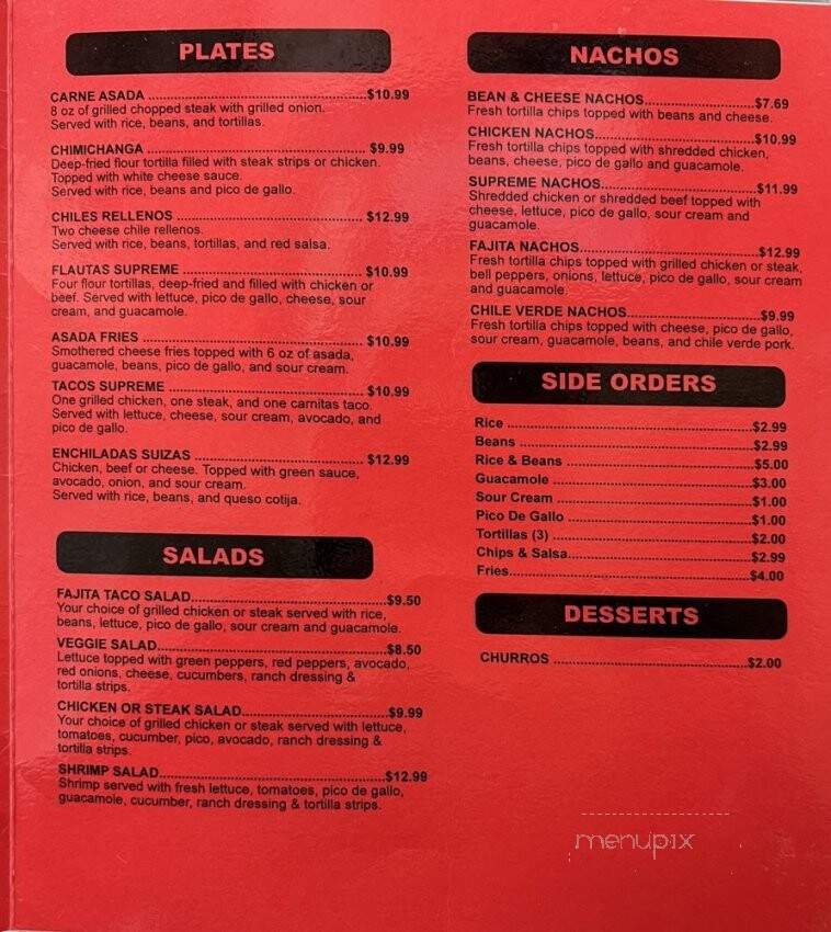Pancho's Mexican Grill - Salt Lake City, UT menu_pic