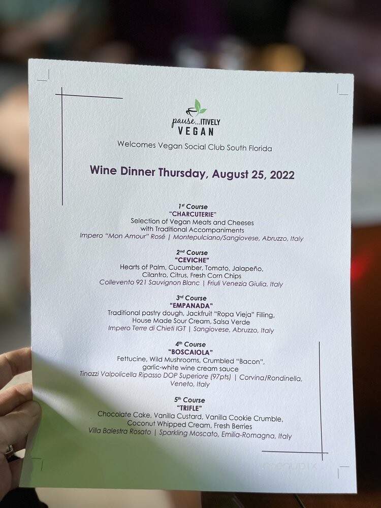 Pause...itively Vegan - Deerfield Beach, FL menu_pic