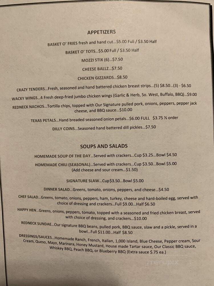 Redneck Meats BBQ - Moose Lake, MN menu_pic