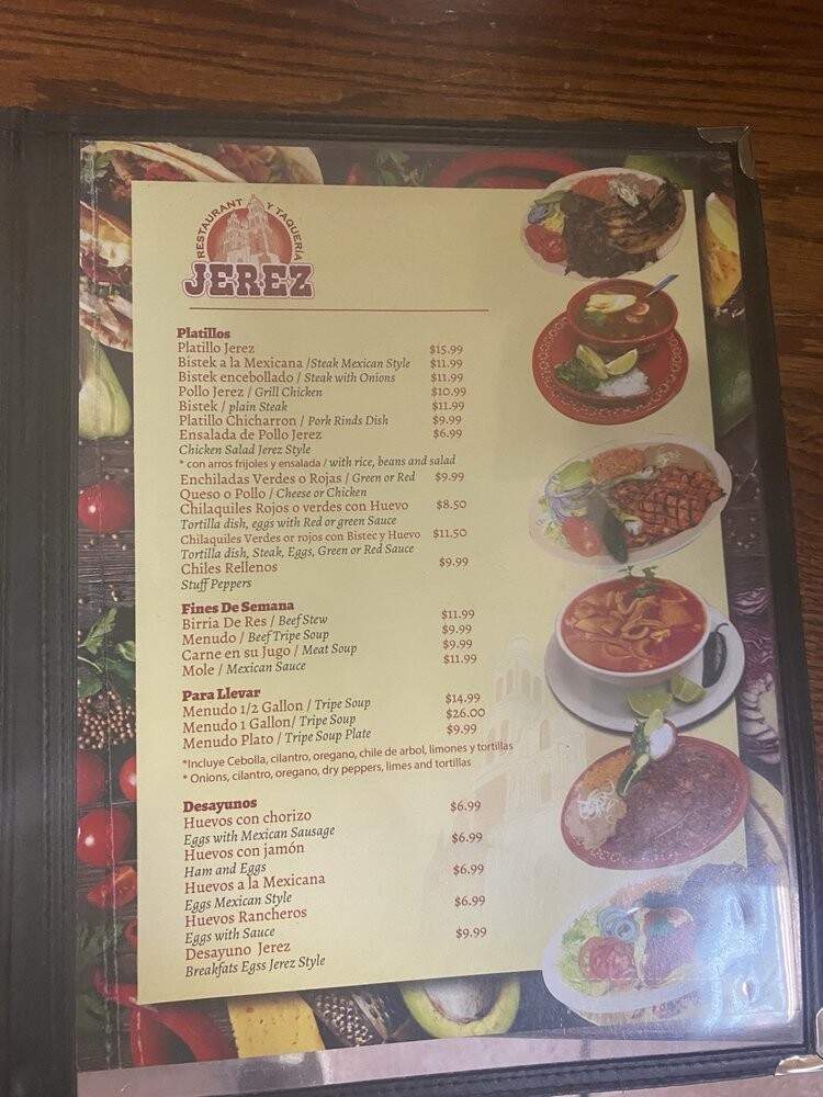 Restaurante y Taqueria Jerez - Melrose Park, IL menu_pic