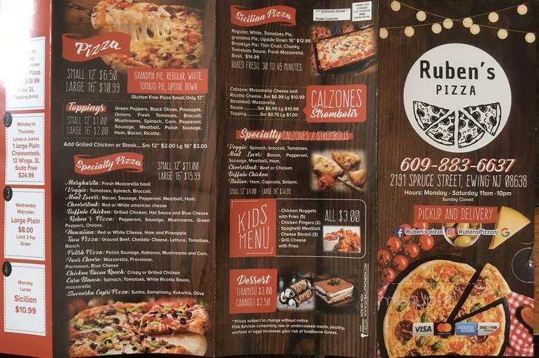 Ruben's Pizza - Ewing, NJ menu_pic