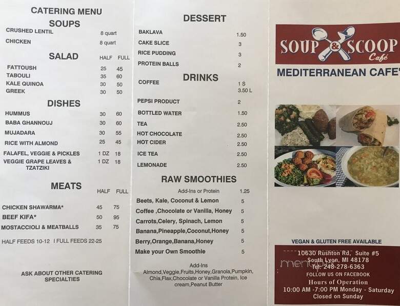 Soup & Scoop Cafe - South Lyon, MI menu_pic