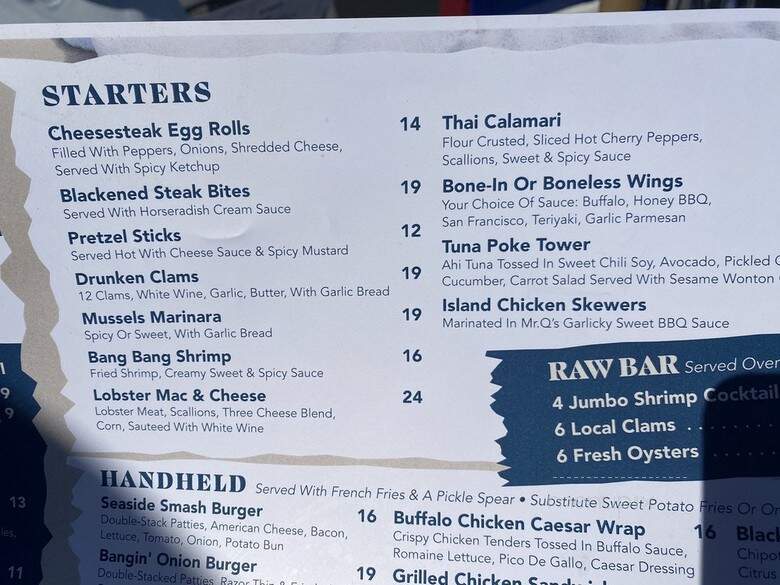 The Ocean Club - Seaside Heights, NJ menu_pic