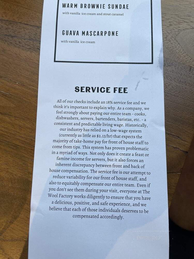 The Wool Factory - Charlottesville, VA menu_pic