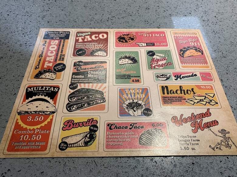 911 Taco Bar Shop - Las Vegas, NV menu_pic