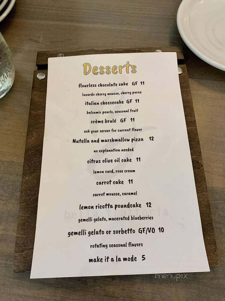 Bella Trattoria - Spring City, PA menu_pic