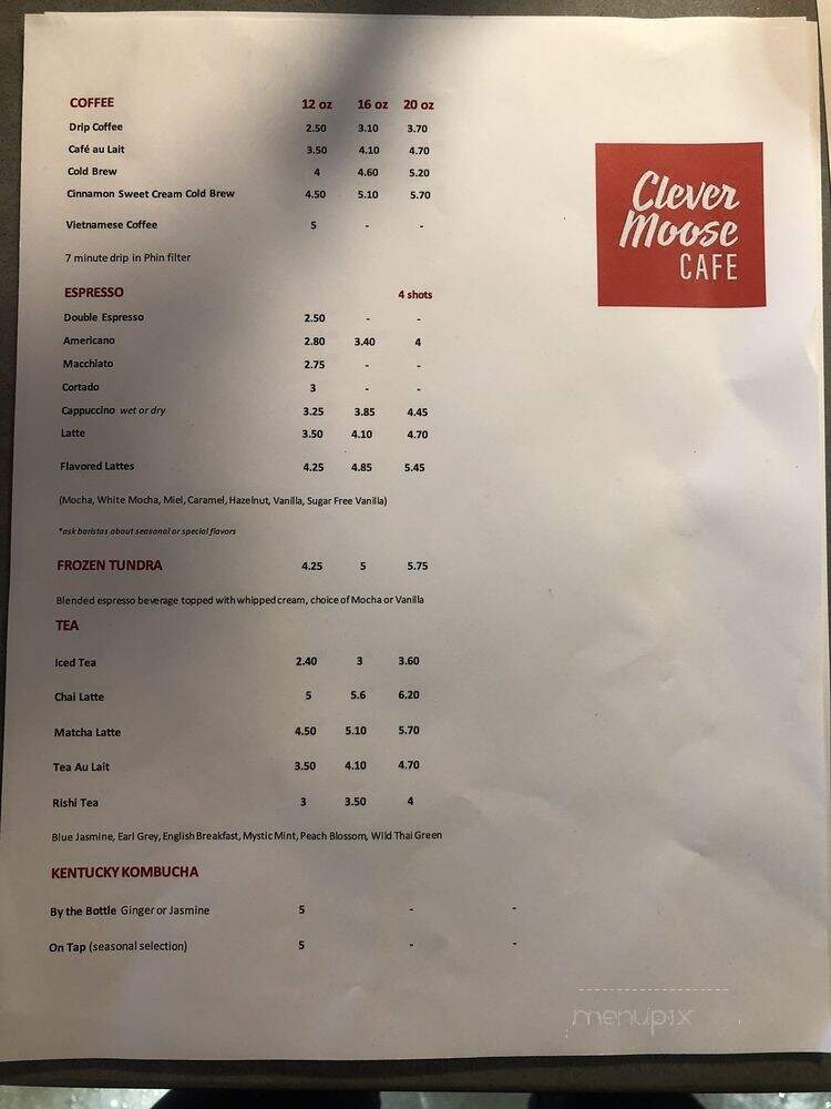 Clever Moose Cafe - Louisville, KY menu_pic