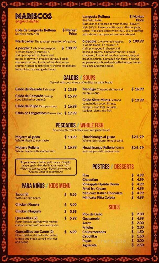 Costa Arena Mexican Restaurant - Beach Park, IL menu_pic