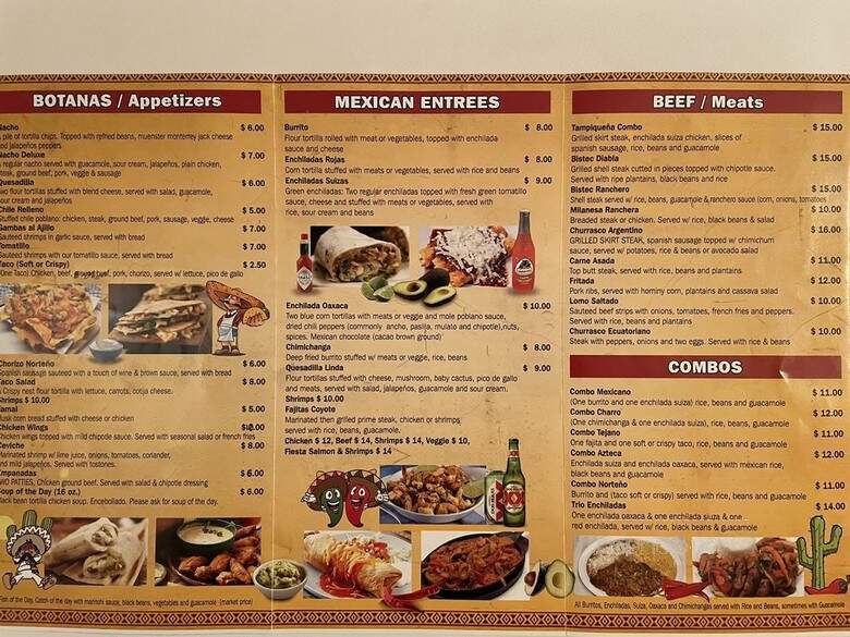 Coyote Flaco Bar & Grill - Bridgeport, CT menu_pic