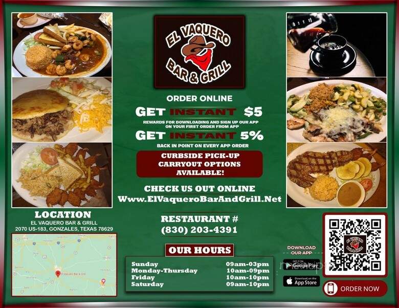El Vaquero - Gonzales, TX menu_pic