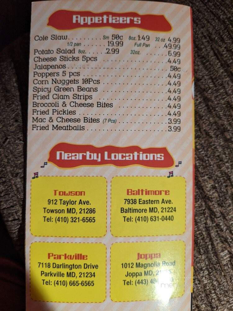 Hip Hop Fish & Chicken - Middle River, MD menu_pic