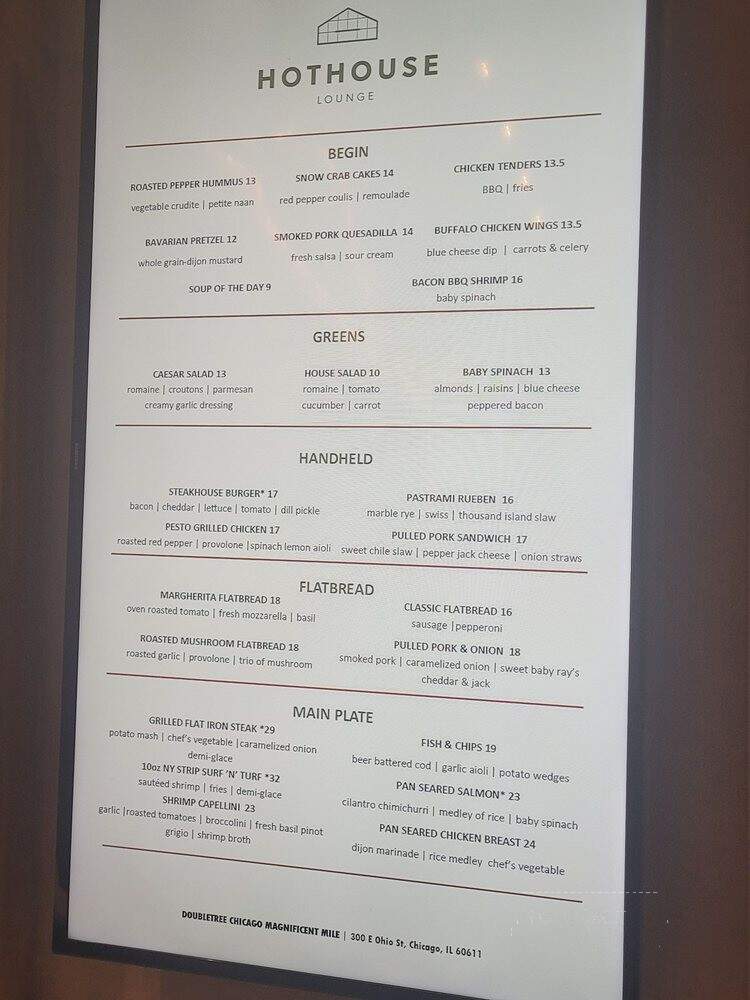 Hothouse at the DoubleTree - Chicago, IL menu_pic