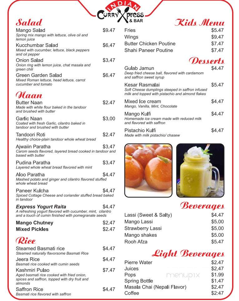 Indian Curry Express & Bar - Brampton, ON menu_pic