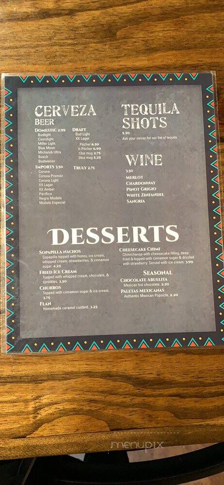 Juanito's Mexican Cocina - Mattoon, IL menu_pic