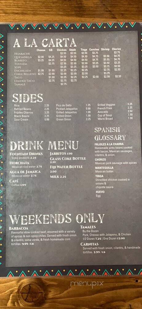 Juanito's Mexican Cocina - Mattoon, IL menu_pic