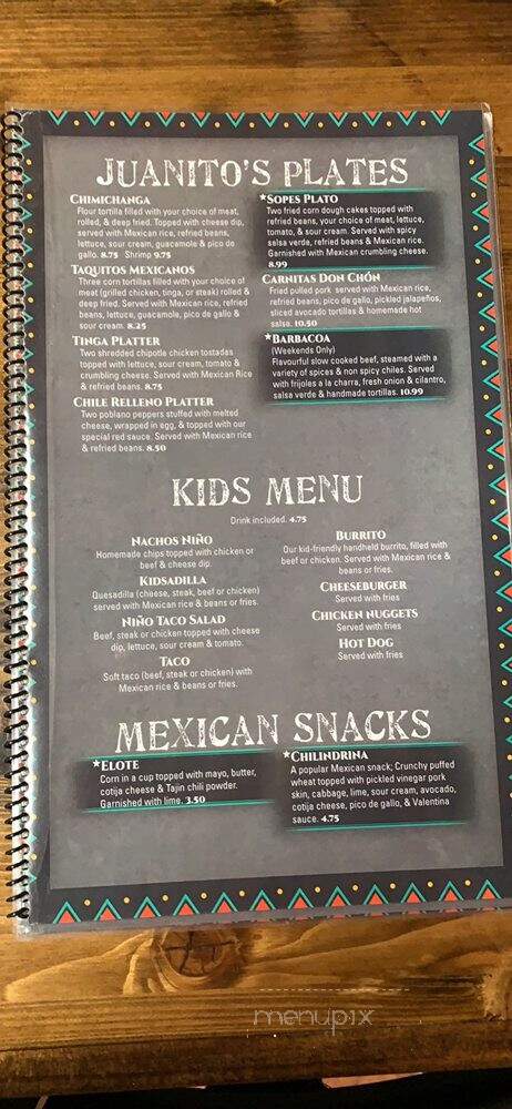 Juanito's Mexican Cocina - Mattoon, IL menu_pic