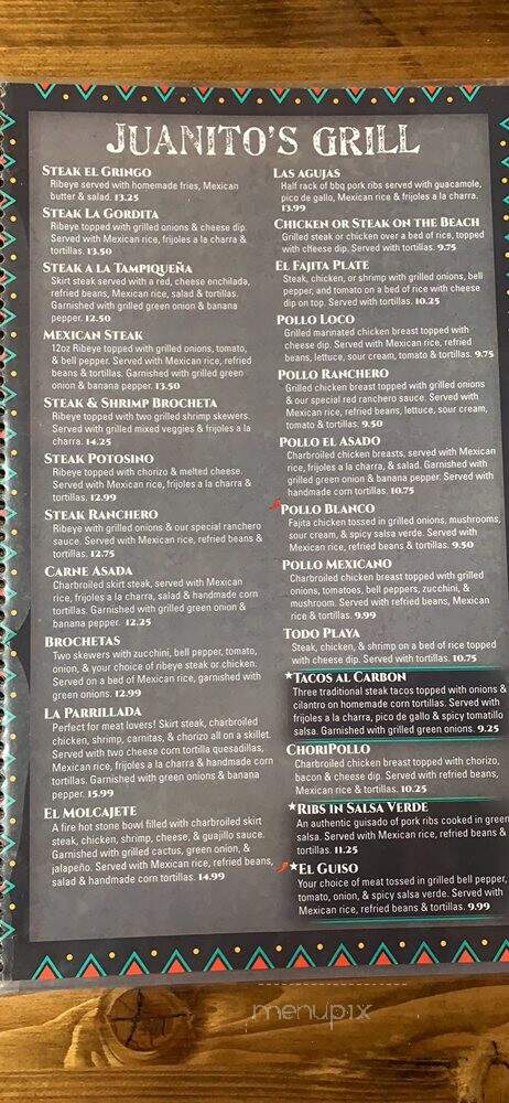 Juanito's Mexican Cocina - Mattoon, IL menu_pic