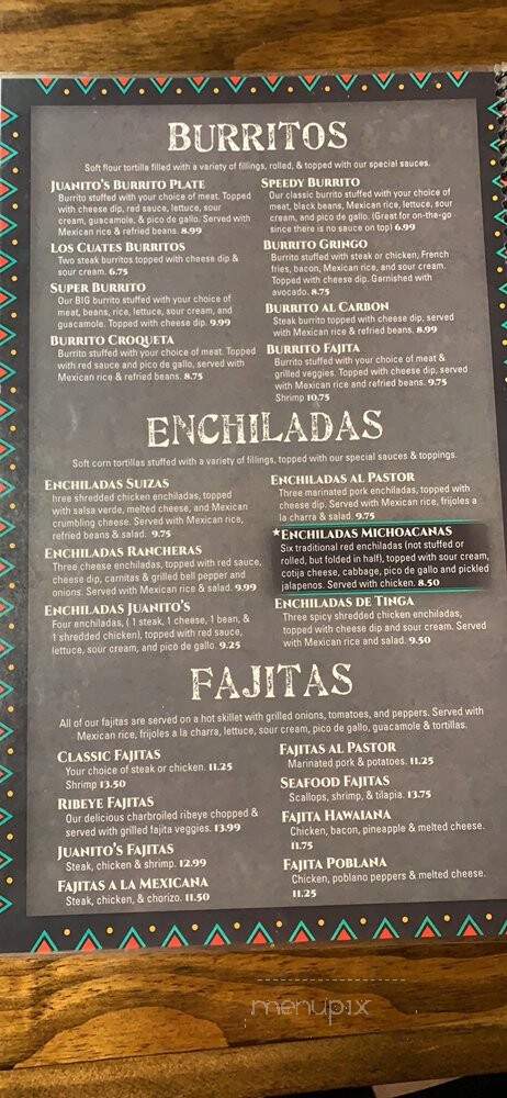 Juanito's Mexican Cocina - Mattoon, IL menu_pic