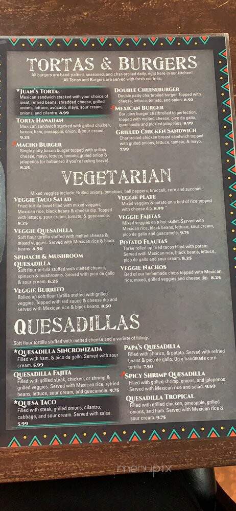 Juanito's Mexican Cocina - Mattoon, IL menu_pic