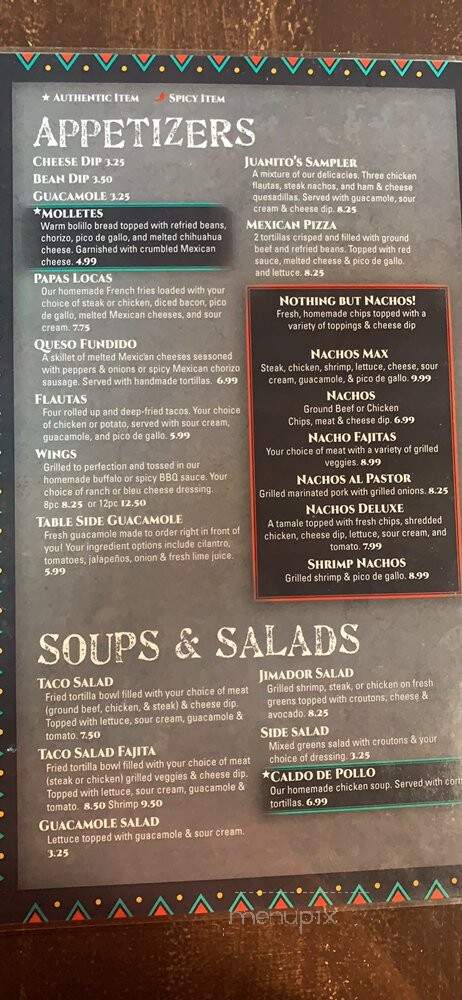 Juanito's Mexican Cocina - Mattoon, IL menu_pic