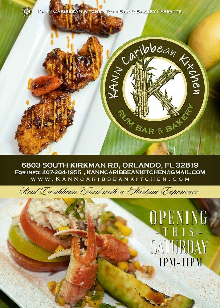 Kann Caribbean Kitchen Rum Bar & Bakery - Orlando, FL menu_pic