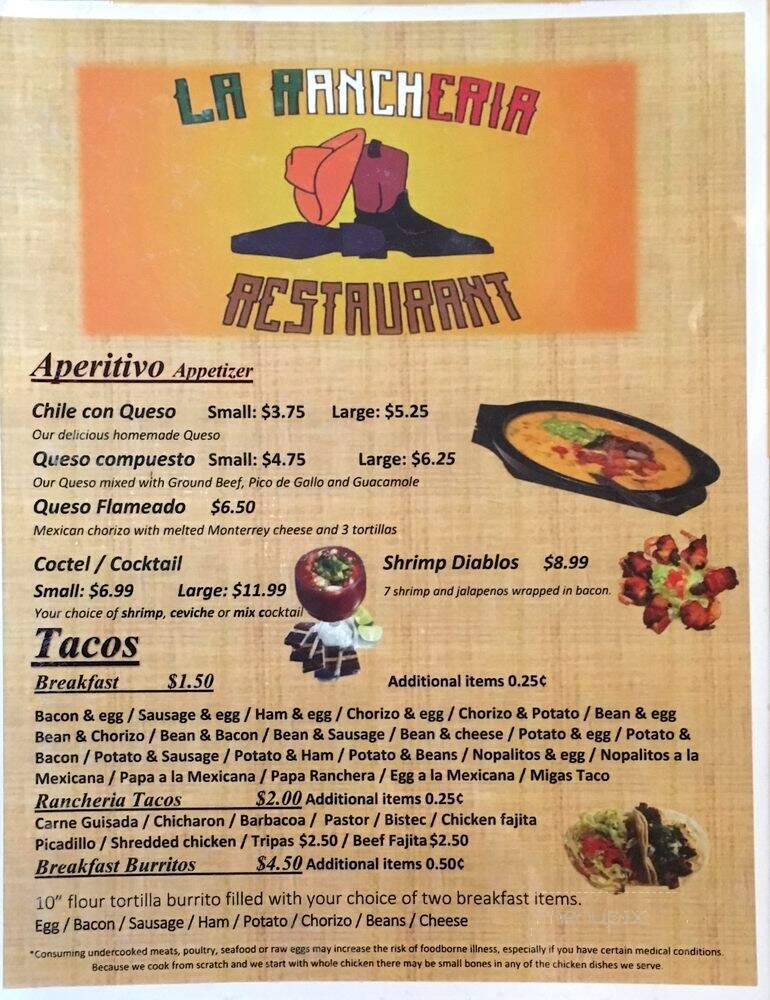 La Rancheria Restaurant - Lockhart, TX menu_pic