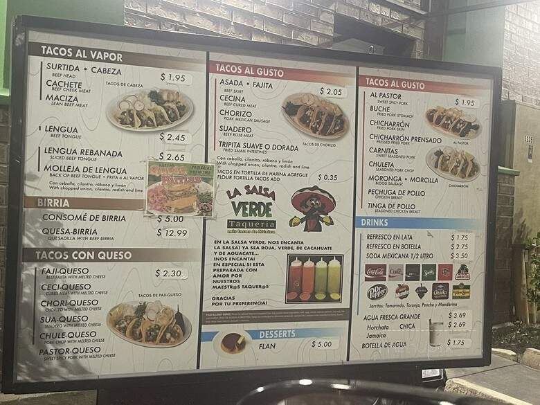 La Salsa Verde Taqueria - Garland, TX menu_pic