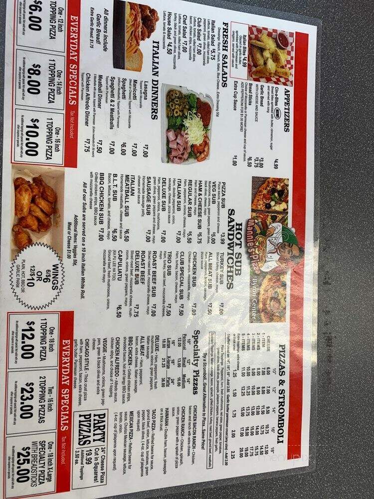Mannie's Pizza - Byron Center, MI menu_pic