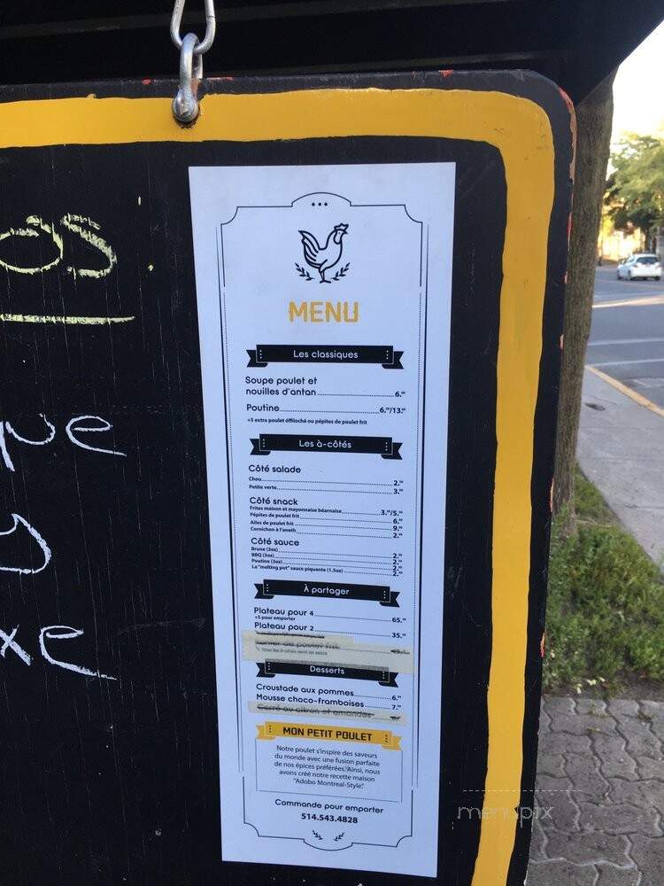 Mon Petit Poulet - Montreal, QC menu_pic