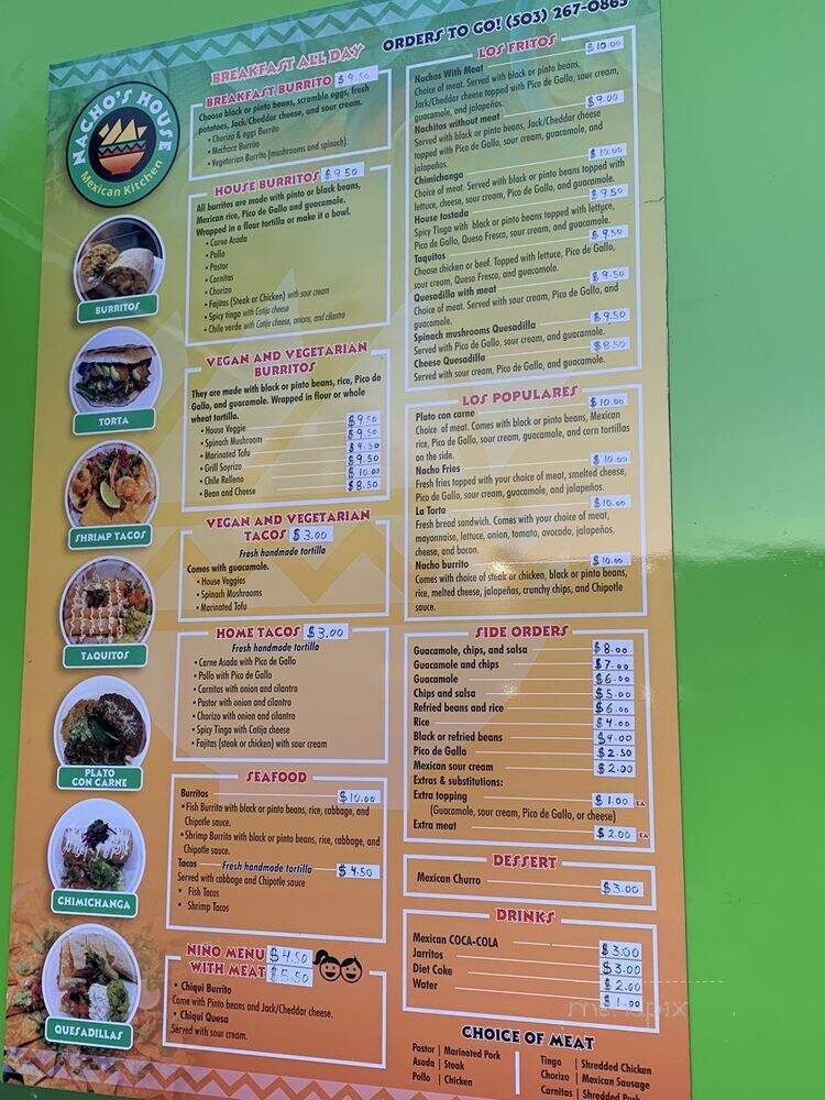 Nacho's House Mexican Kitchen - Portland, OR menu_pic