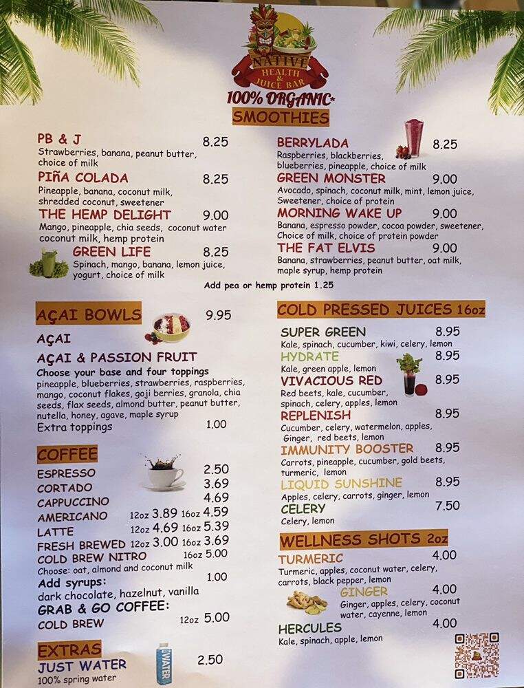 Native Health and Juice Bar - Apopka, FL menu_pic