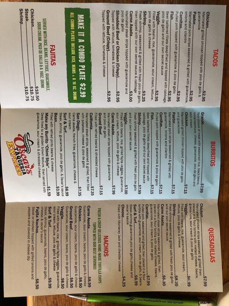 Oscar's Taqueria Express - Murfreesboro, TN menu_pic