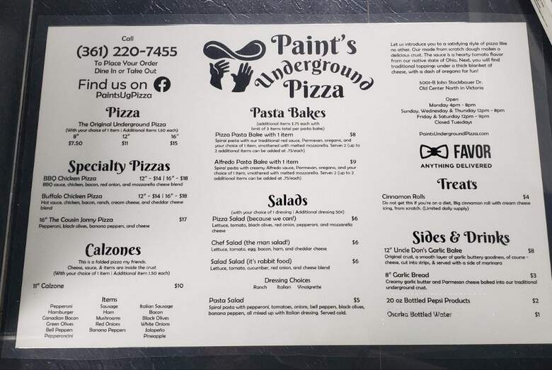 Paint's Underground Pizza - Victoria, TX menu_pic