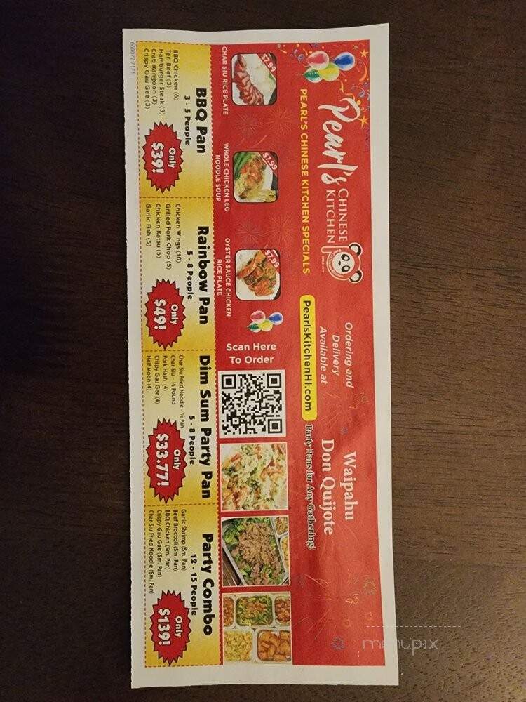 Pearl's Chinese Kitchen - Waipahu, HI menu_pic