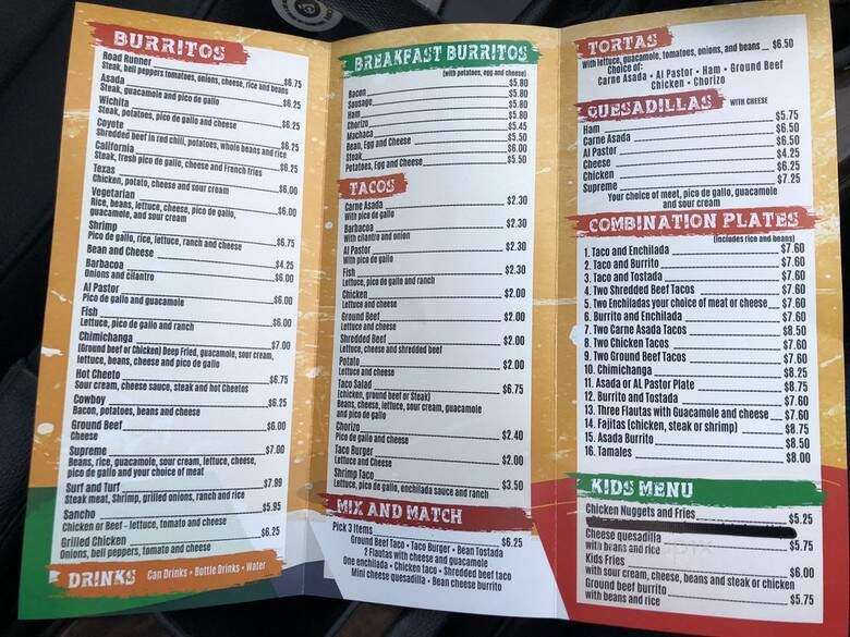 Road Runner Mexican Fast Food - Wichita, KS menu_pic