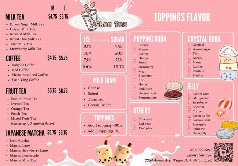 Shen Tea - Winter Park, FL menu_pic