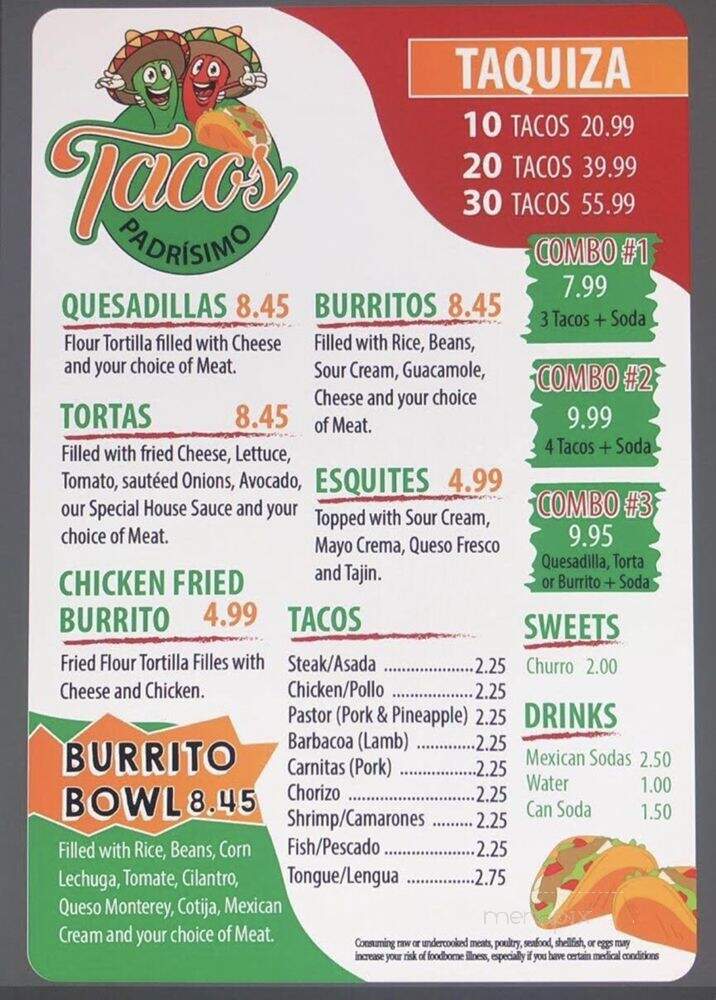 Tacos Padrisimo - Kissimmee, FL menu_pic