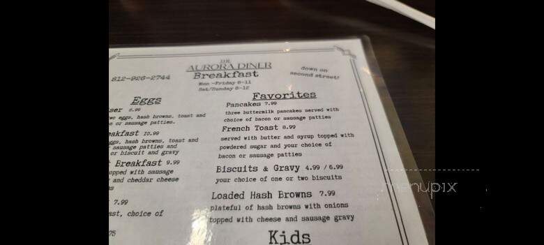 The Aurora Diner - Aurora, IN menu_pic