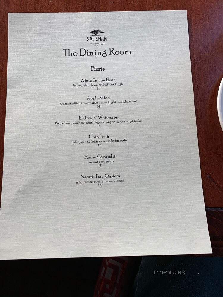 The Dining Room At Salishan - Gleneden Beach, OR menu_pic
