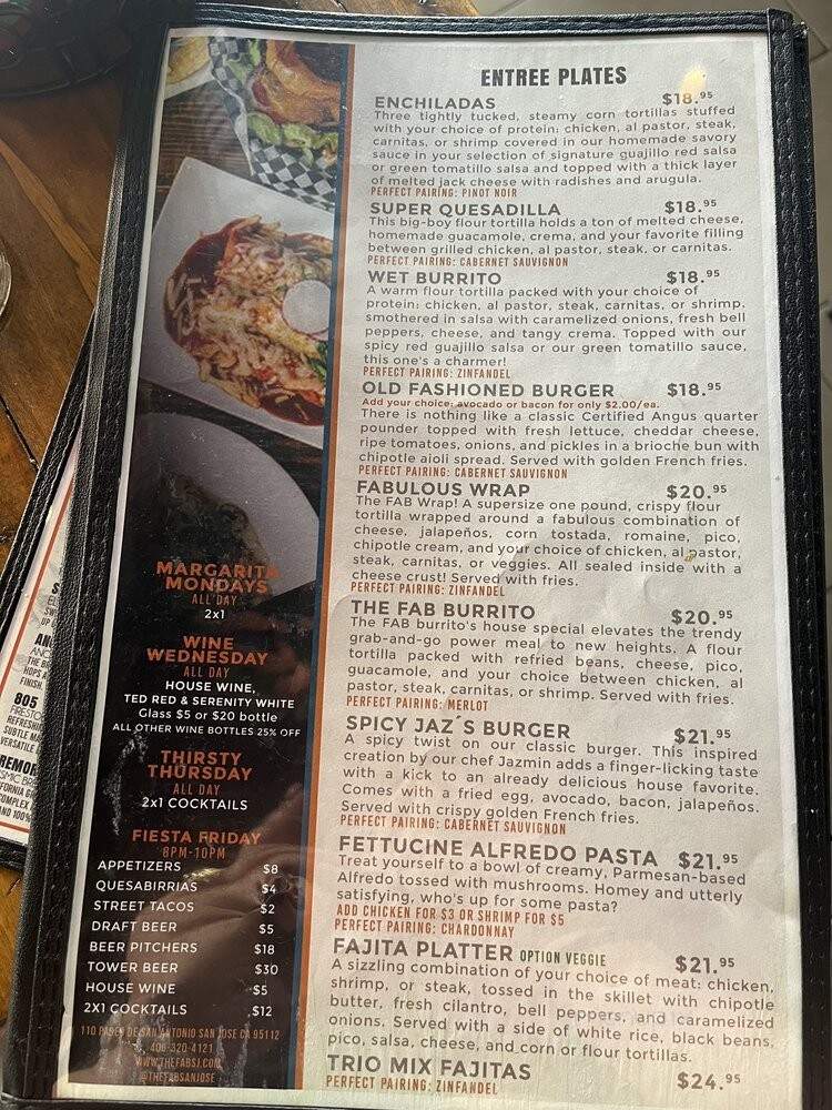 The FAB - San Jose, CA menu_pic