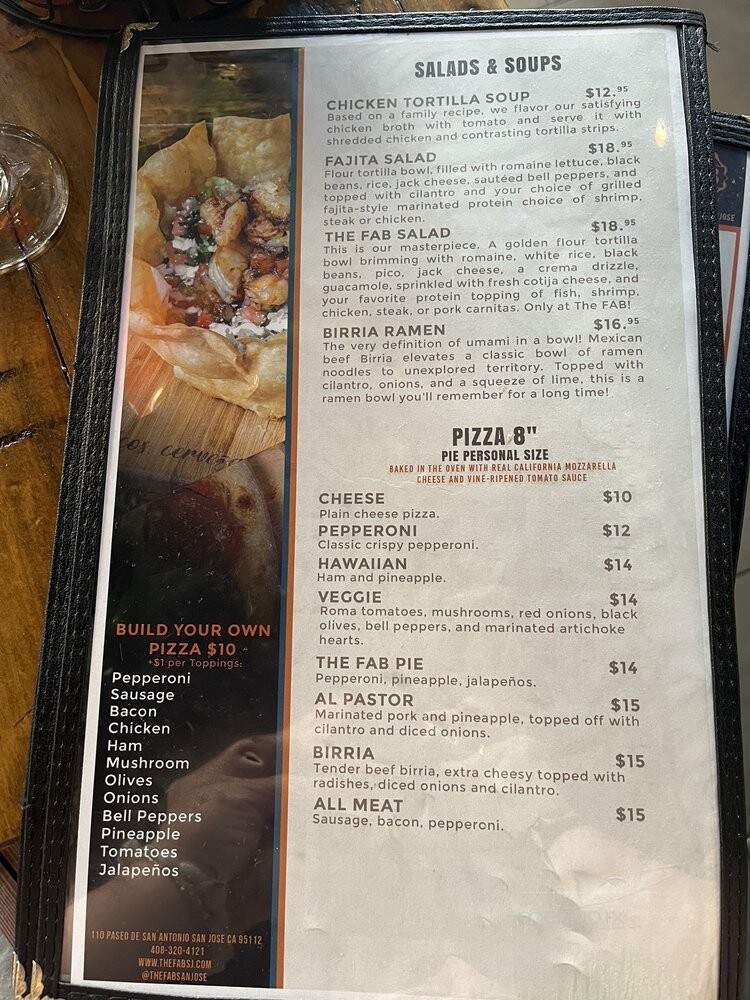 The FAB - San Jose, CA menu_pic