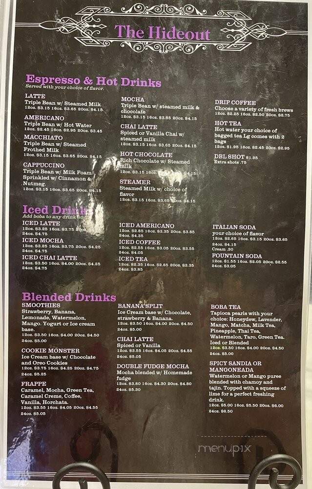 The Hideout - Lake Havasu City, AZ menu_pic