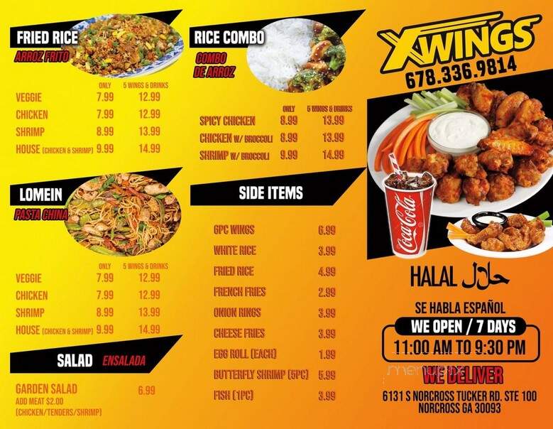 X Wings - Norcross, GA menu_pic