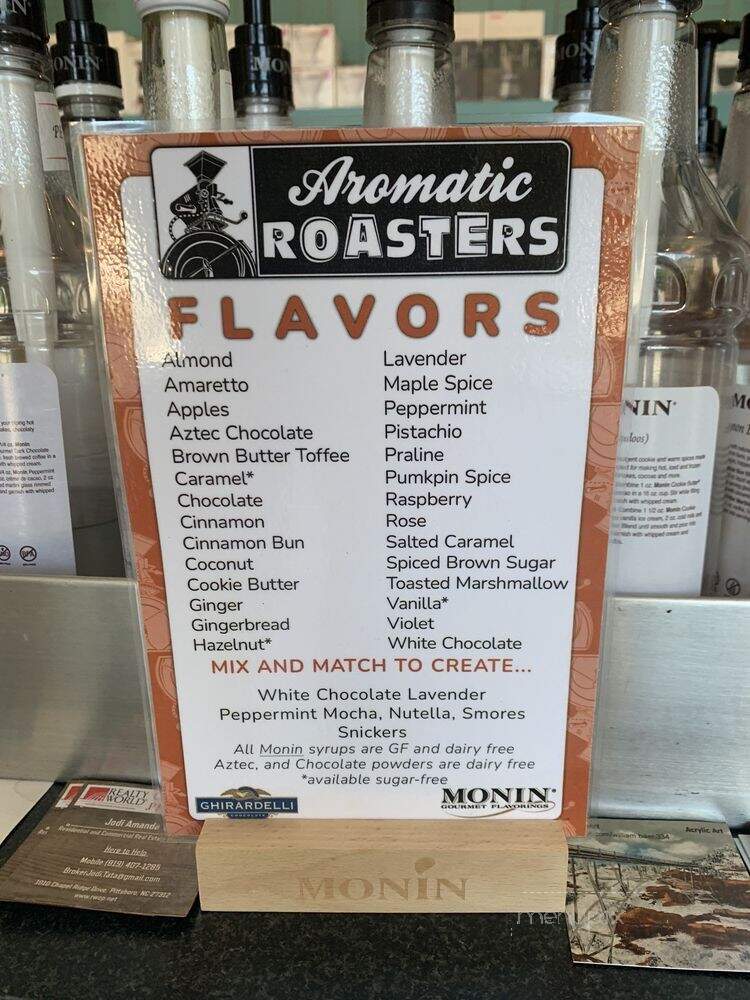 Aromatic Roasters - Pittsboro, NC menu_pic