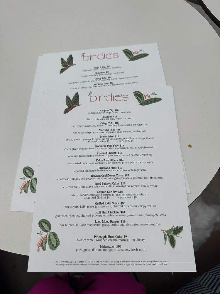 Birdie's - Fort Wayne, IN menu_pic